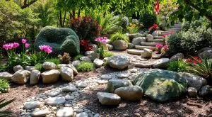 Como decorar um jardim com pedras naturais