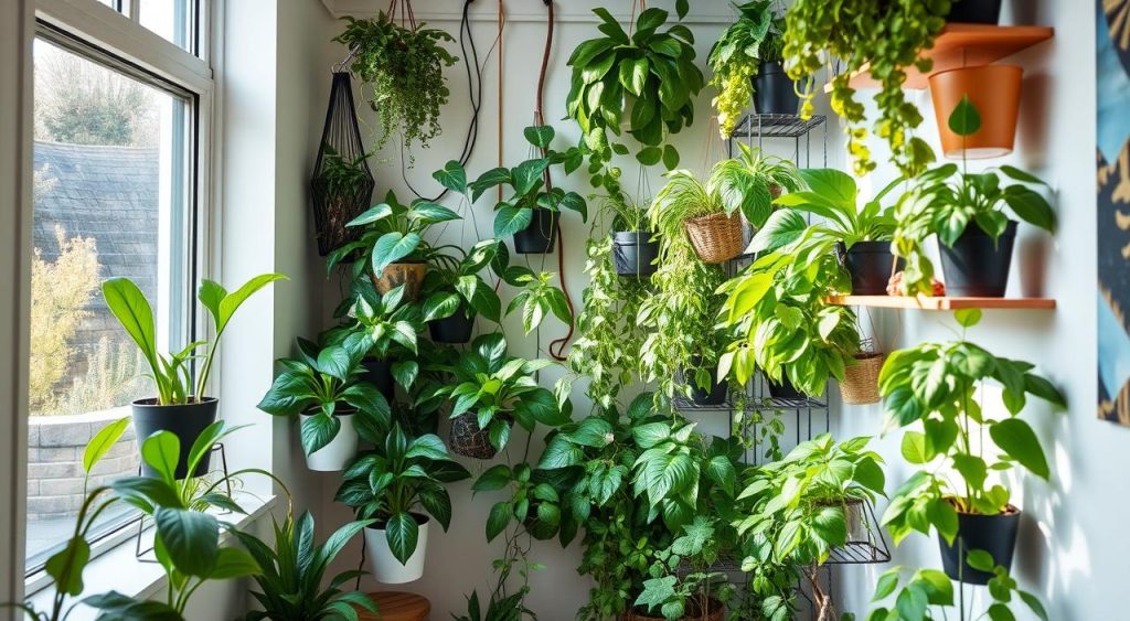 Jardim vertical em um espaço pequeno