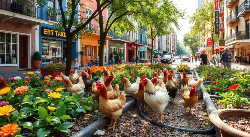 galinhas anãs em áreas urbanas