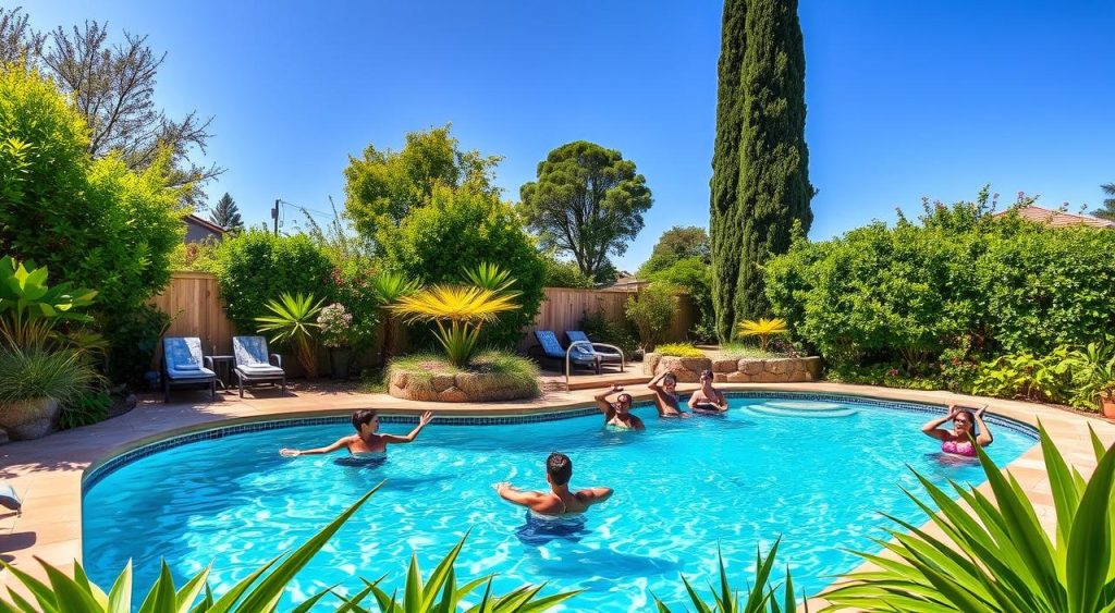 Benefícios de saúde em piscina de fibra