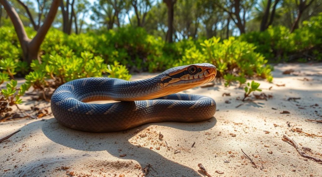 Serpente Tigre Australiana em habitat natural