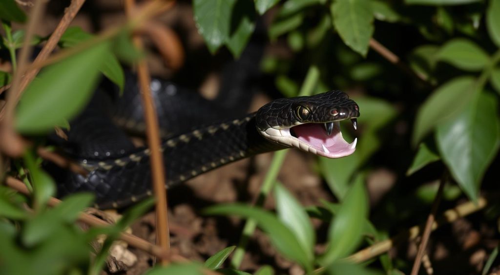 Víbora da Morte em posição de ataque