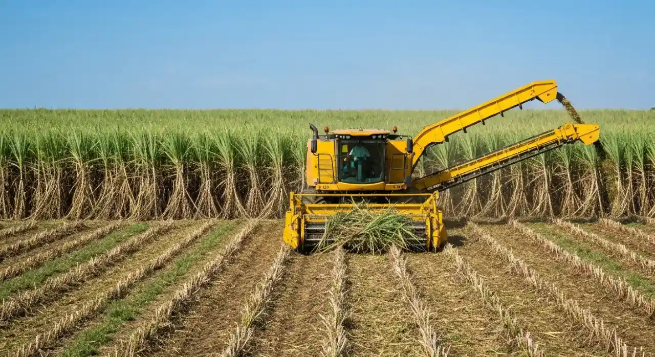 Cultivo de Cana-de-Açúcar em Plantação Agrícola