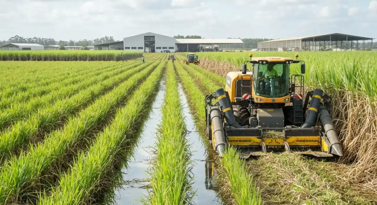 Cultivo de Cana-de-Açúcar em Plantação Agrícola