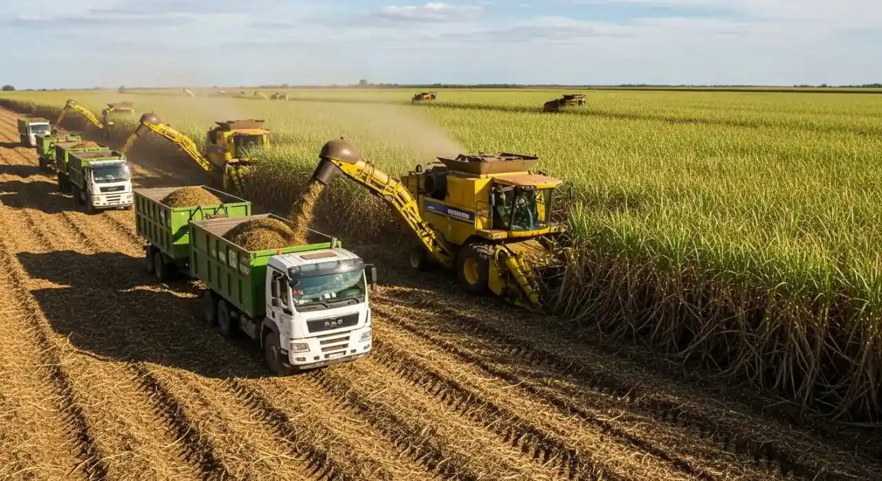 Cultivo de Cana-de-Açúcar em Plantação Agrícola